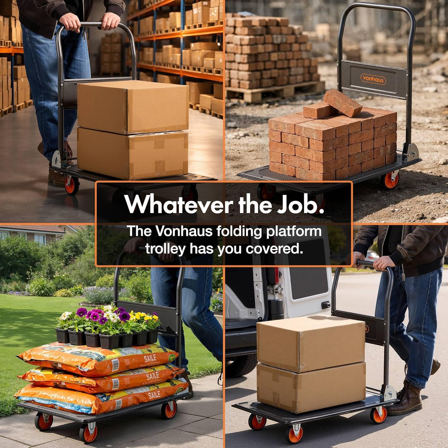 Folding Platform Trolley 150kg Heavy Duty Truck Wheels