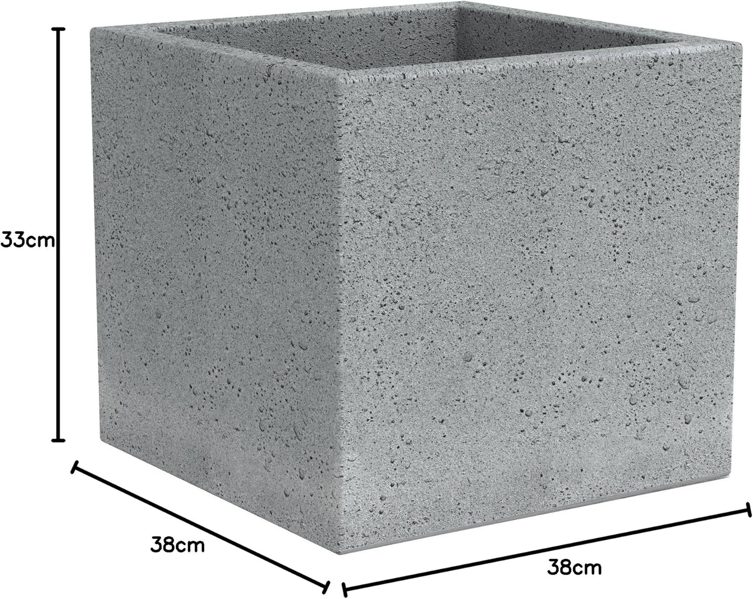 38cm Plant Pot Stony Grey Concrete Effect Indoor Outdoor