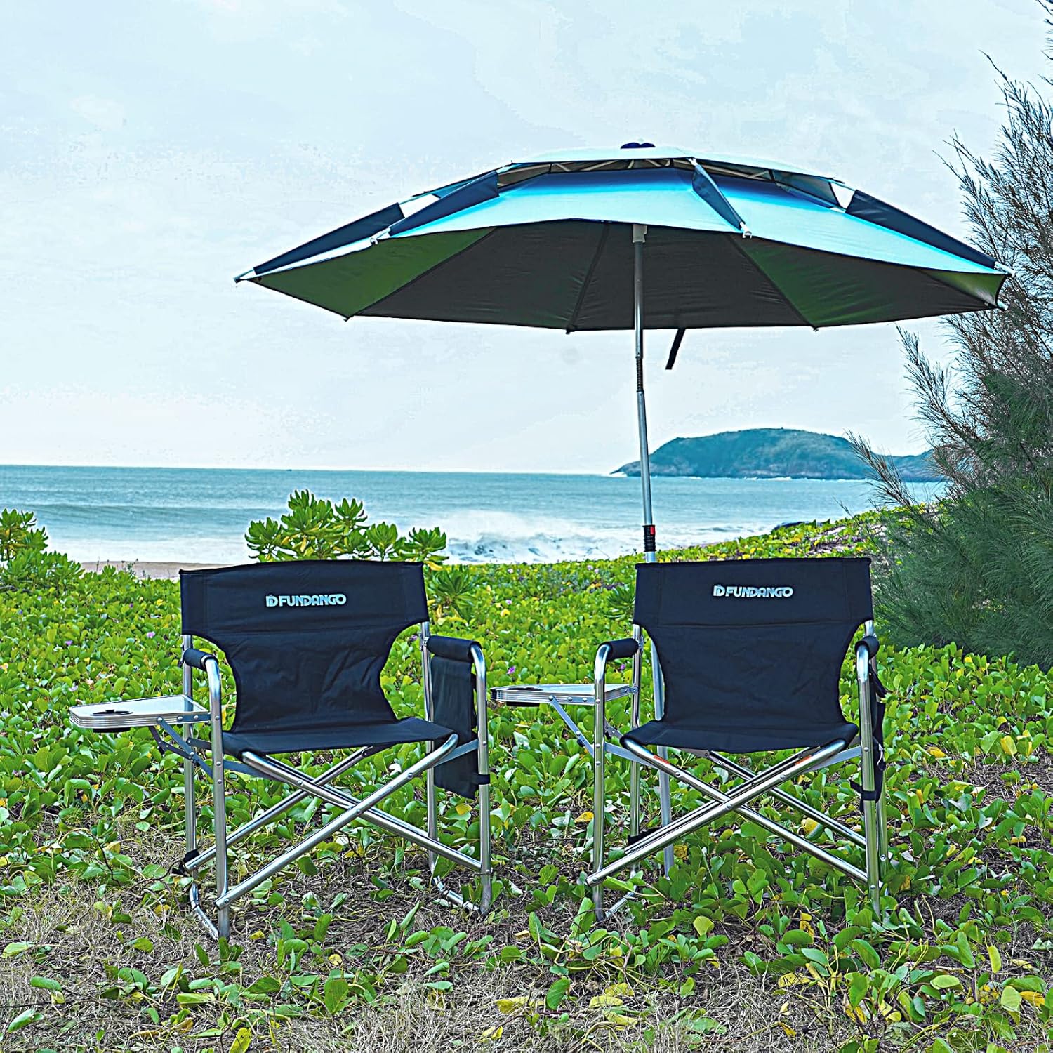 Lightweight Director Camping Chair with Side Table Khaki