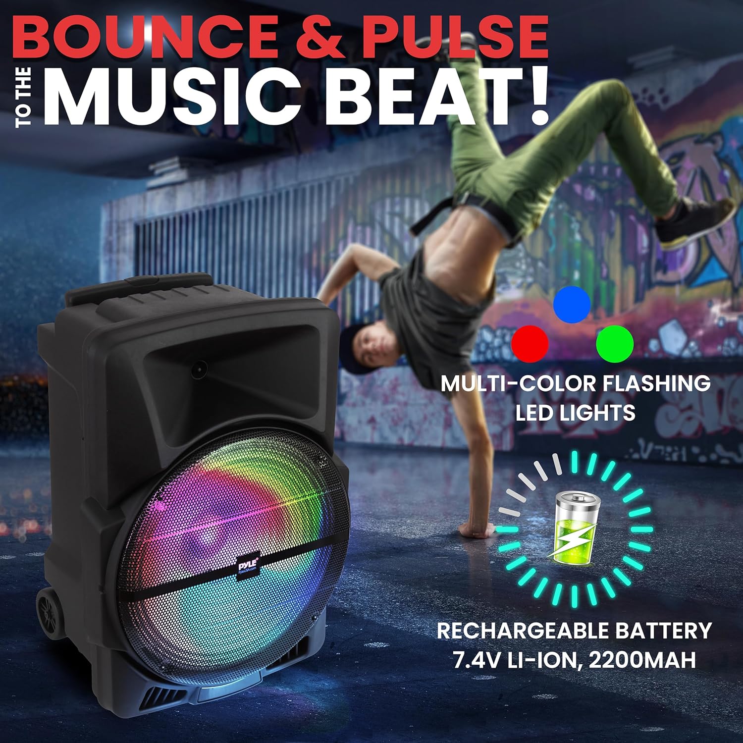 Portable PA Speaker 800W Bluetooth Karaoke LED Wheels Trolley