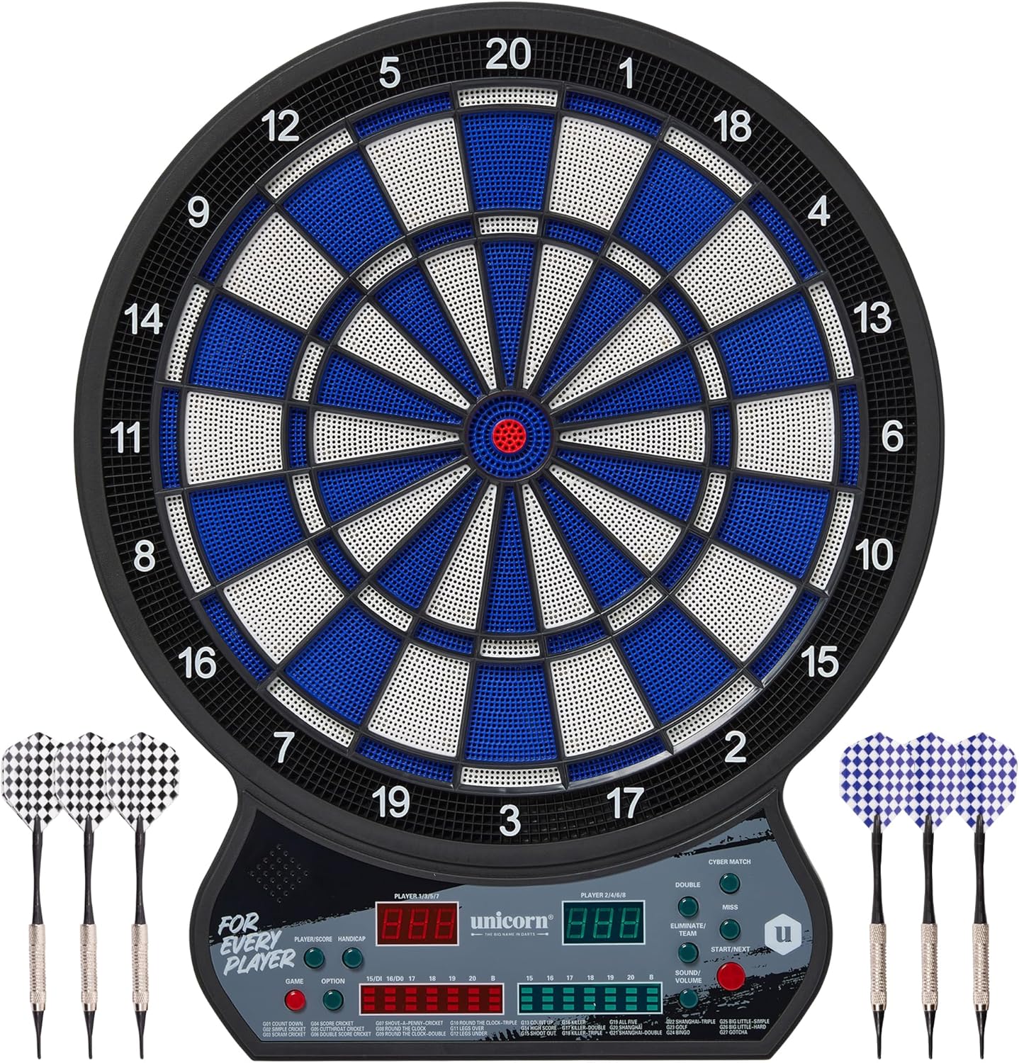 Electronic Dartboard LED Scoring 27 Games 175 Modes 6 Darts