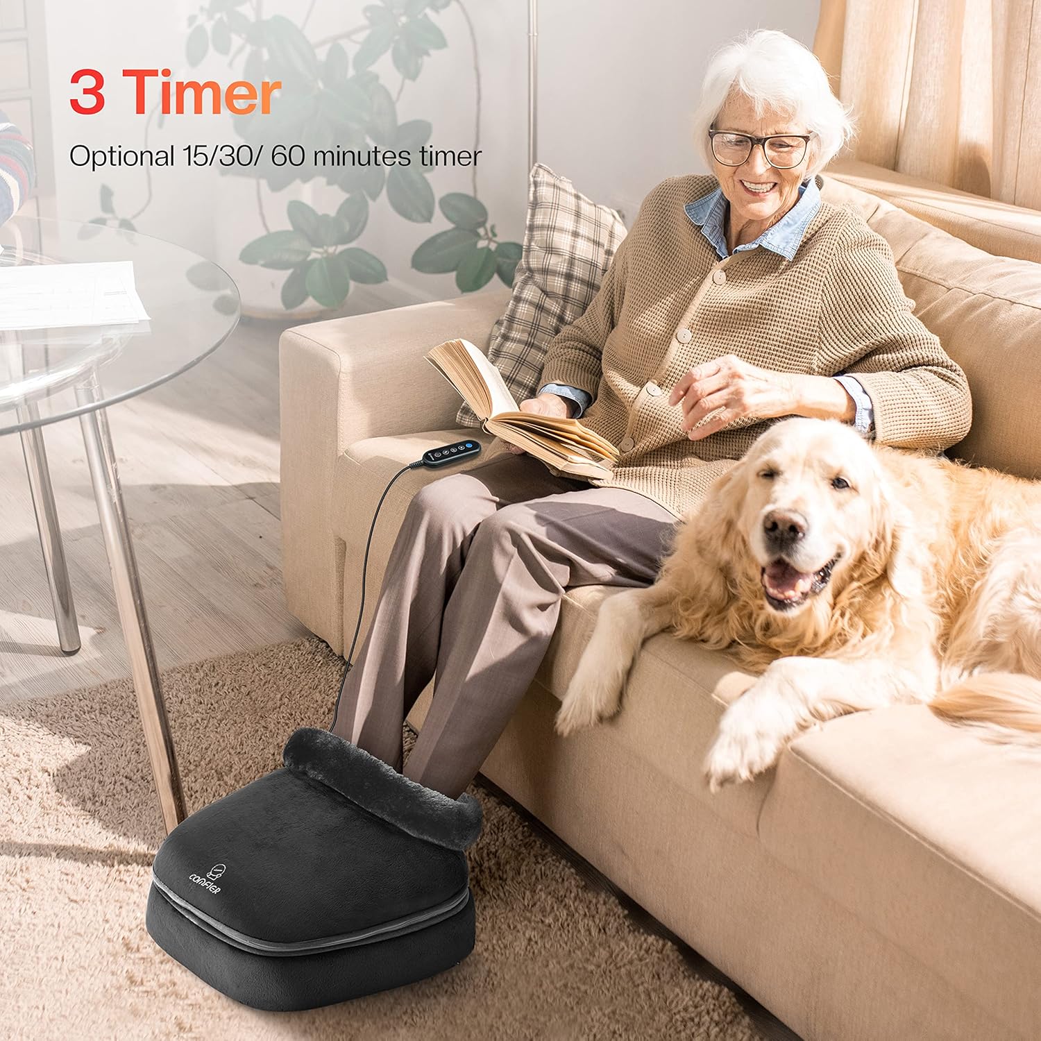 Shiatsu Foot Massager with Heat Foot Warmer 2in1 Back Massage Timer