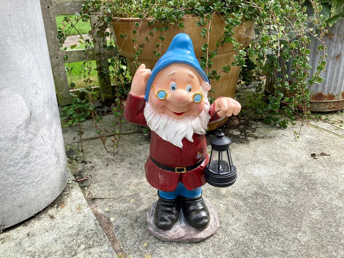 Solar Garden Gnome Light Outdoor Resin Statue LED Lantern Decor