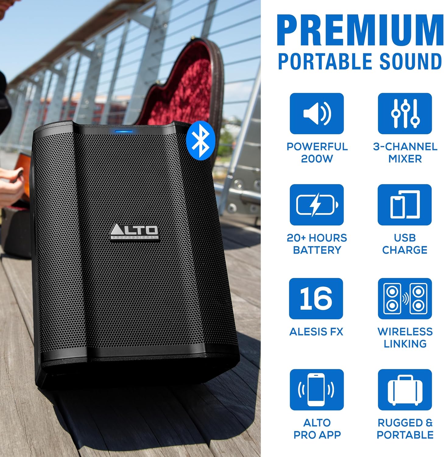 200W Portable PA Speaker Bluetooth Mixer Battery Powered PA System