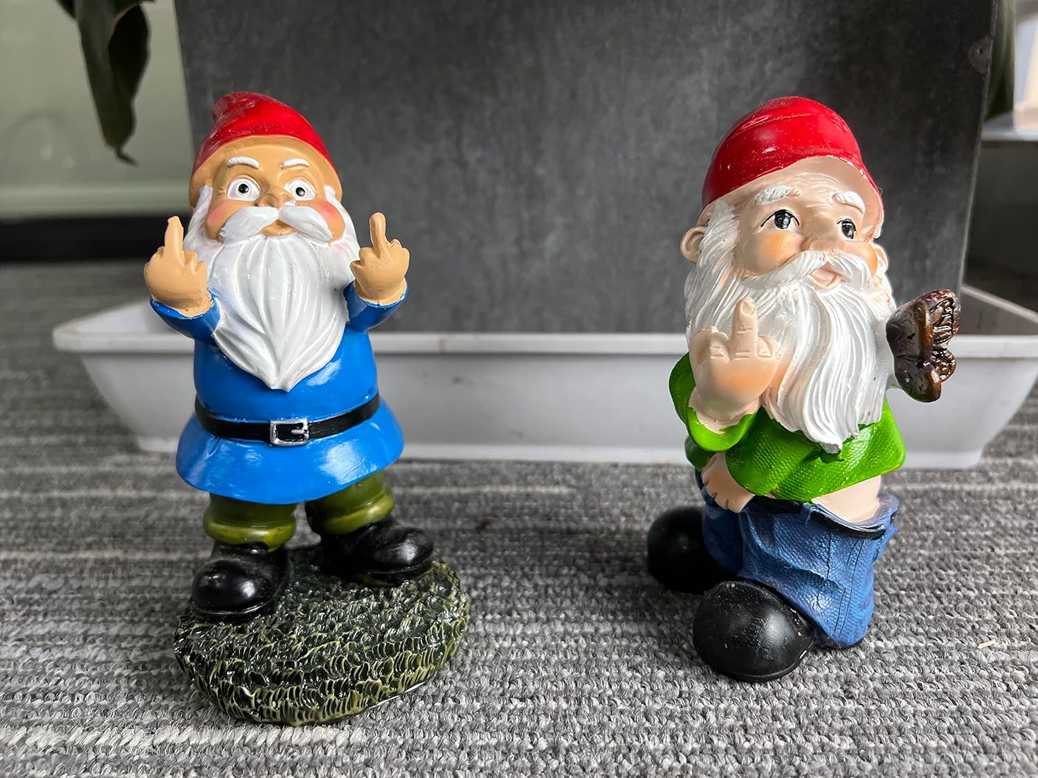 Funny Garden Gnome Middle Finger Statue Outdoor Naughty Decor