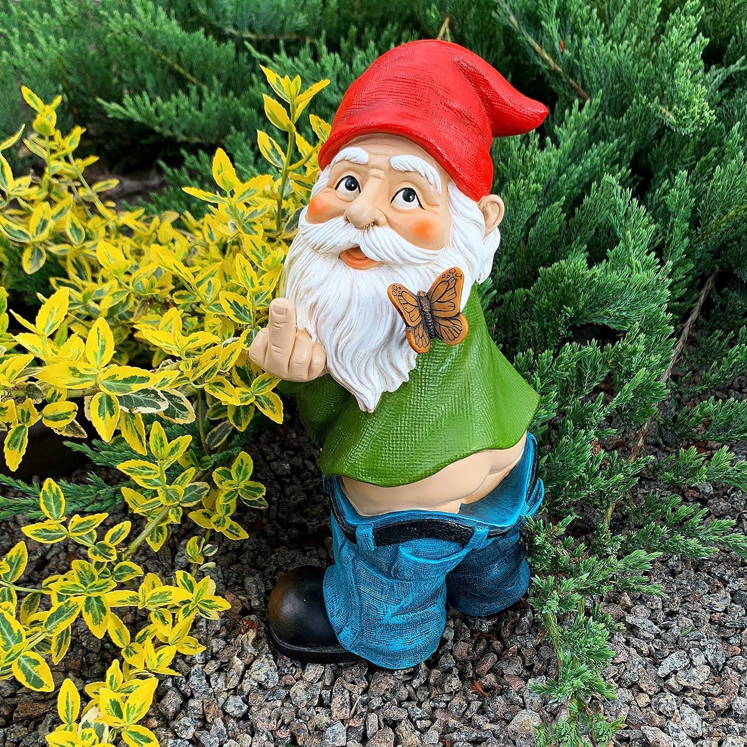 Funny Pants Down Garden Gnome Finger Resin Outdoor Decor