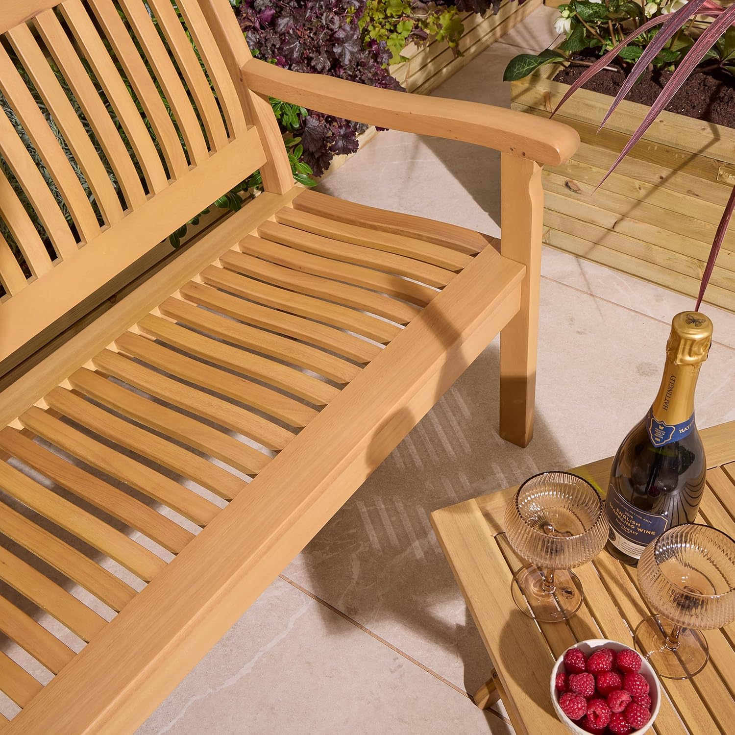 3 Seater Eucalyptus Wood Garden Bench Patio Outdoor Seat 161cm