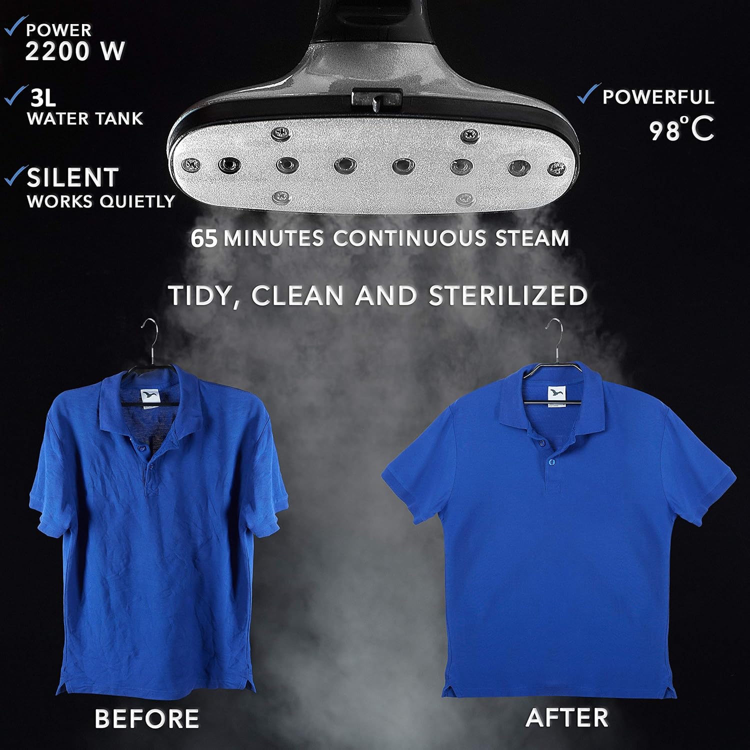 2200W Upright Garment Steamer 3L Tank Professional Clothes Iron