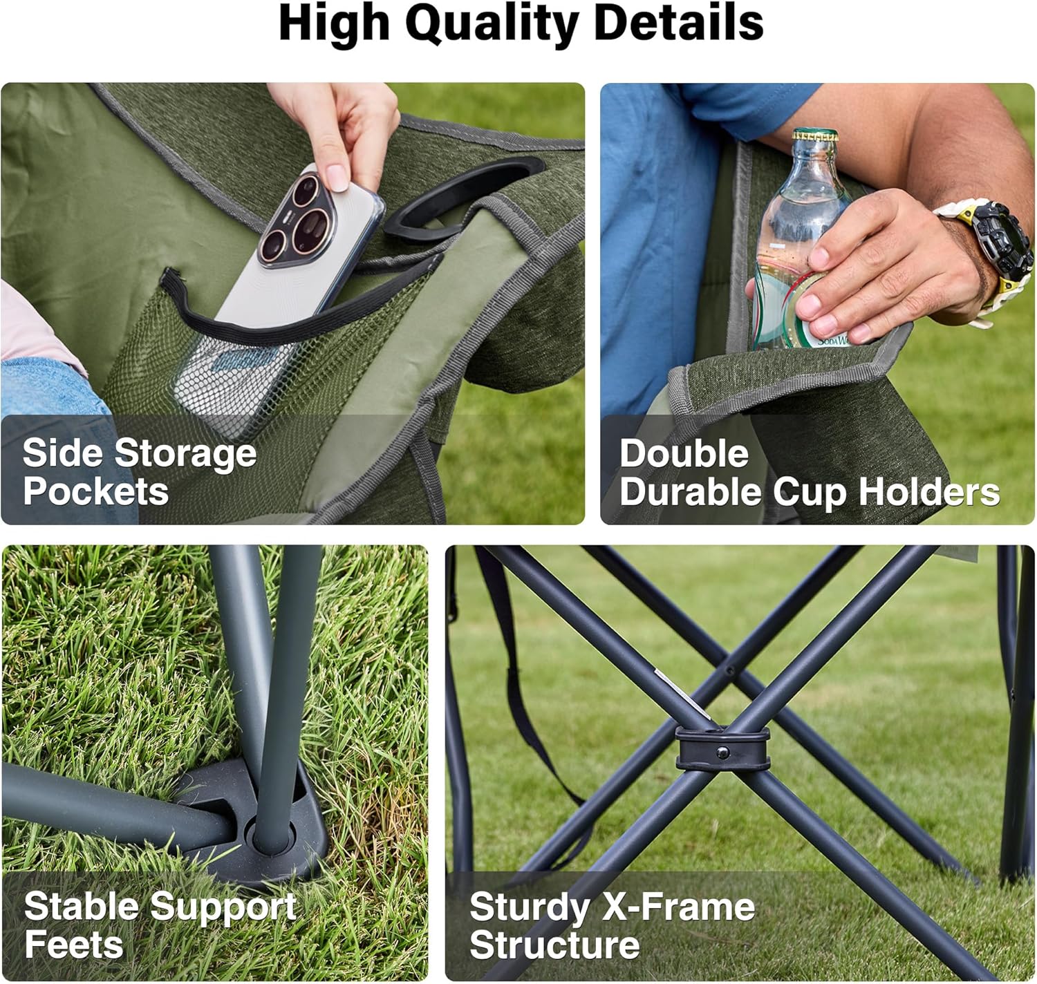 Oversized Padded Camping Chair 227KG Green