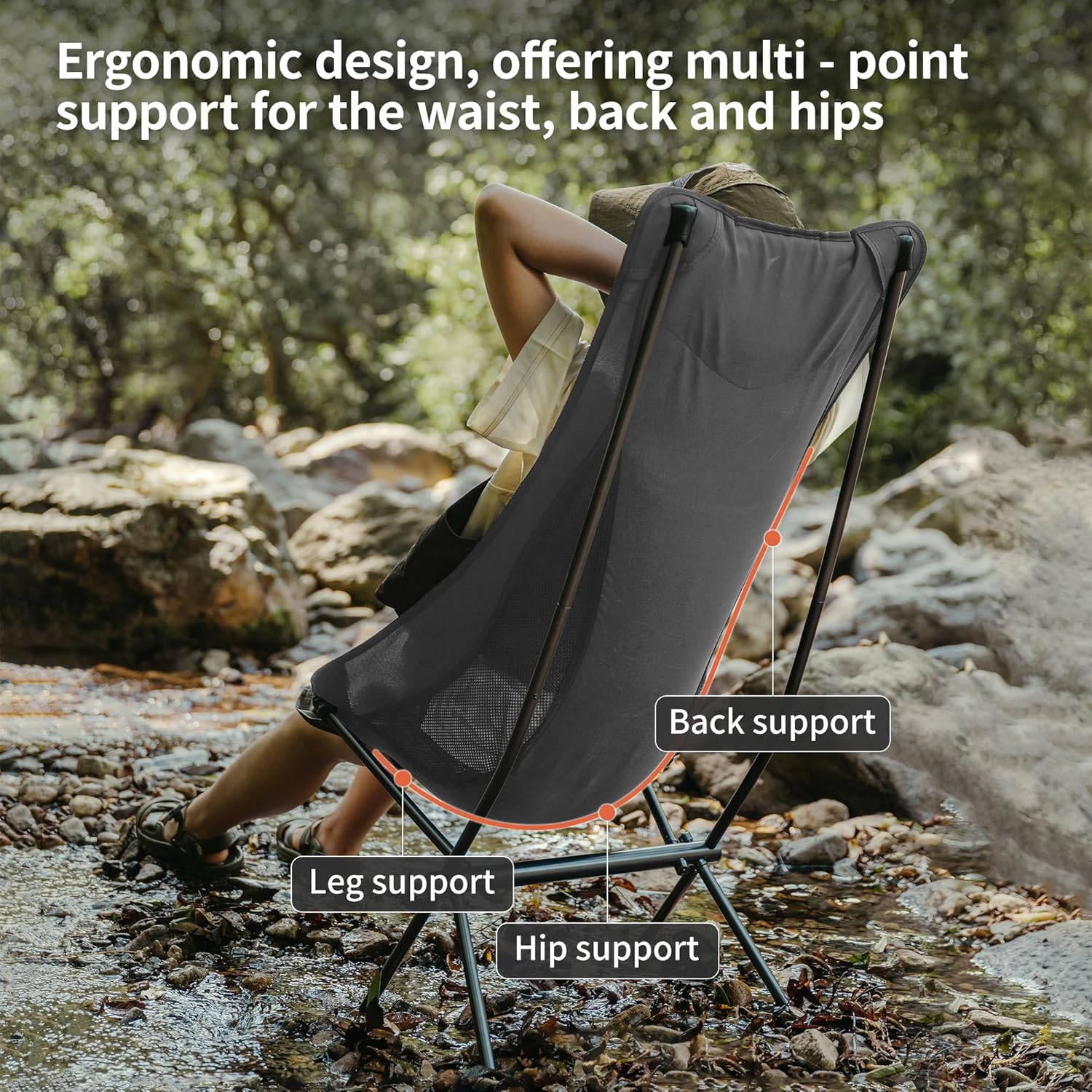 Ultralight Folding Camping Chair 150KG Grey