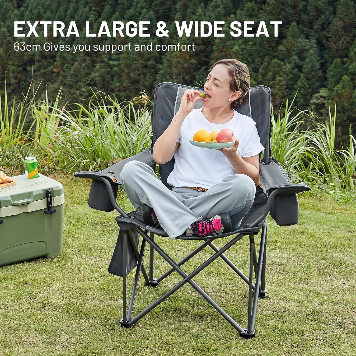 Heavy Duty Camping Chair 200kg Padded Grey