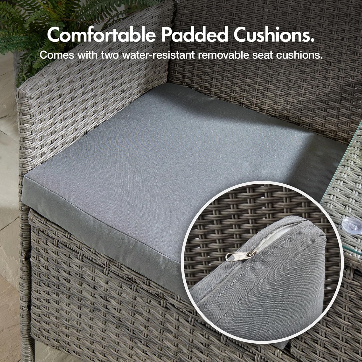 Rattan Garden Love Seat 2 Seater w/Glass Table Cushions