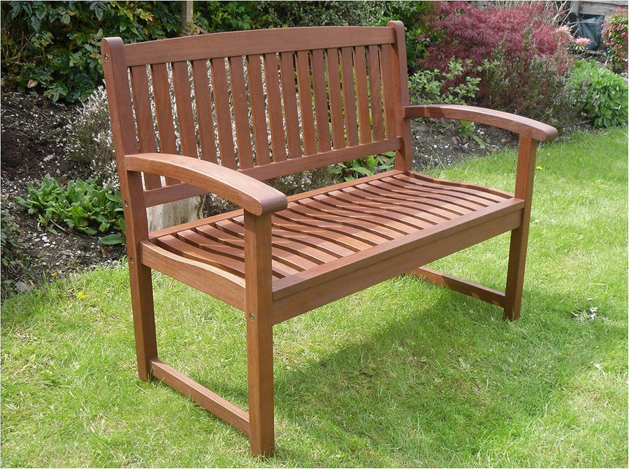 2 Seater Hardwood Garden Bench FSC Wooden Patio Outdoor Seat