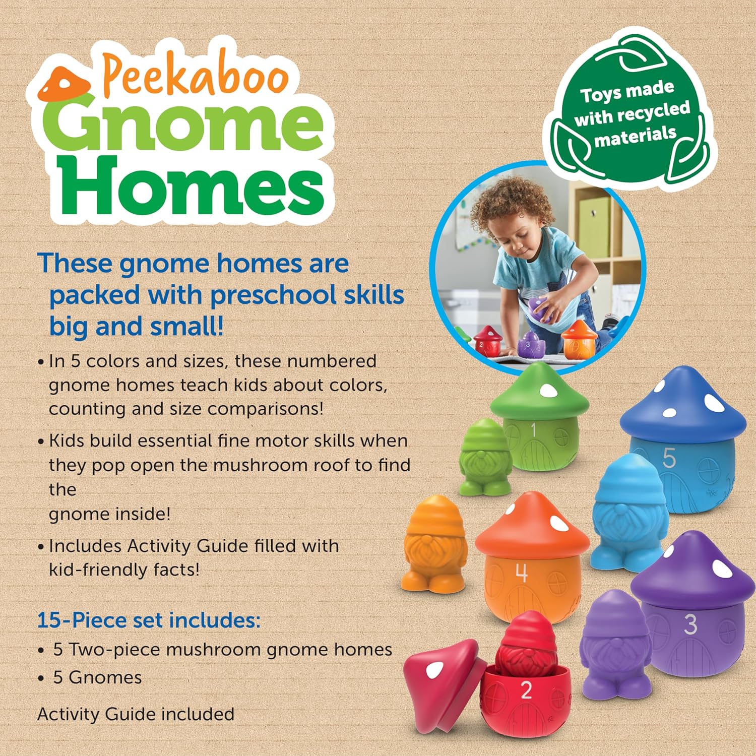 Toddler Learning Gnome Toy Set Counting Colors Montessori