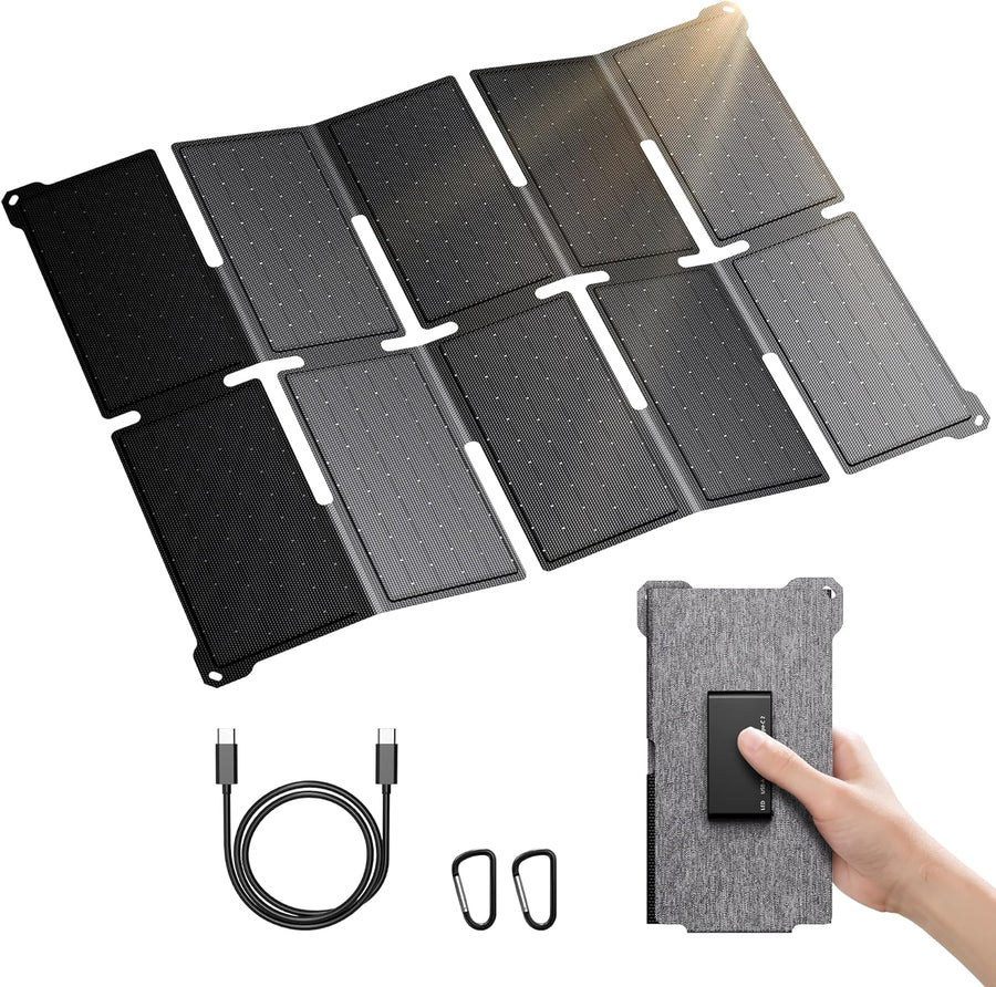 35W Foldable Solar Panel Charger USB C PD Portable Camping