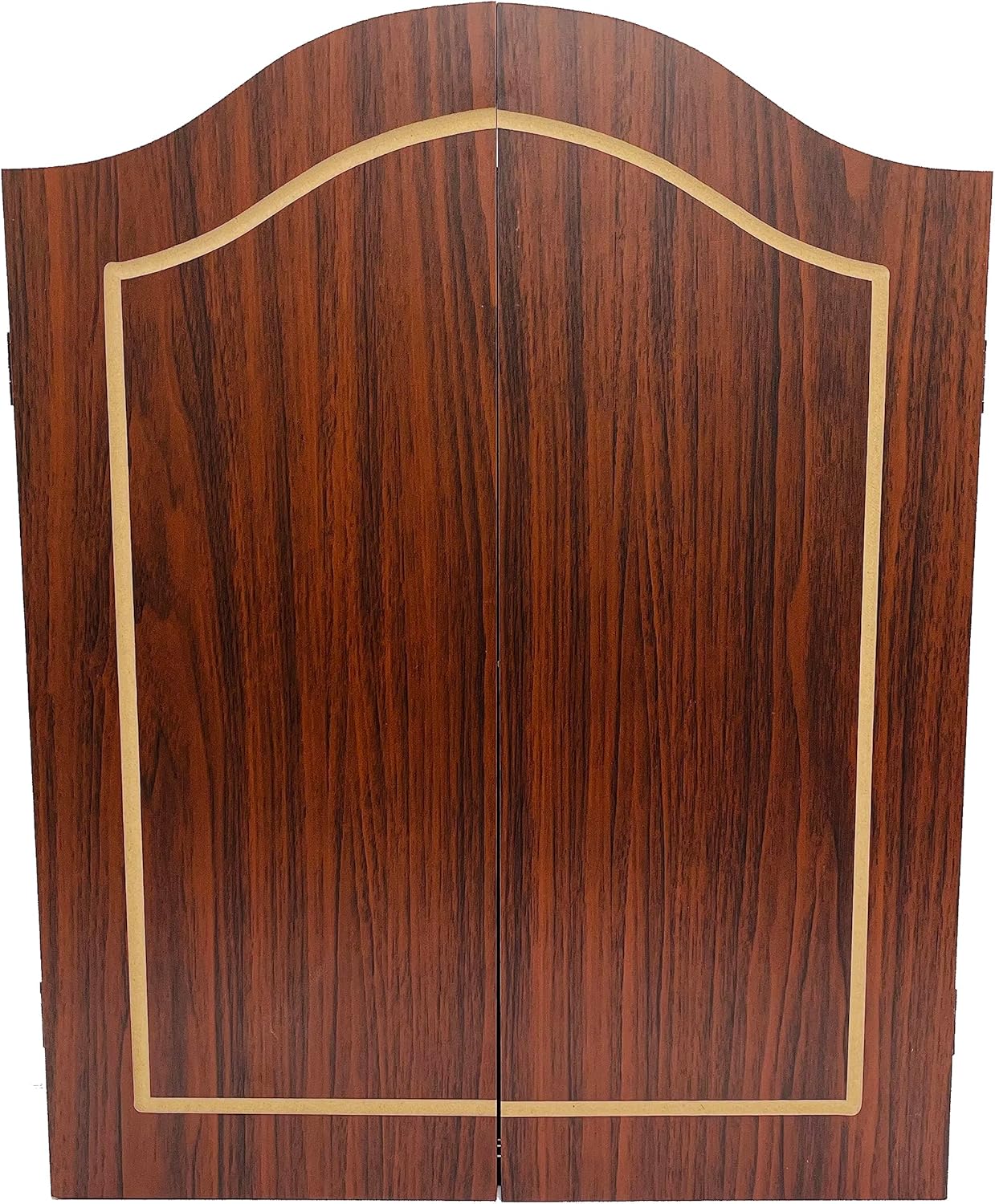 Dart Board Cabinet Set Walnut Wood Scoreboard 6 Steel Darts