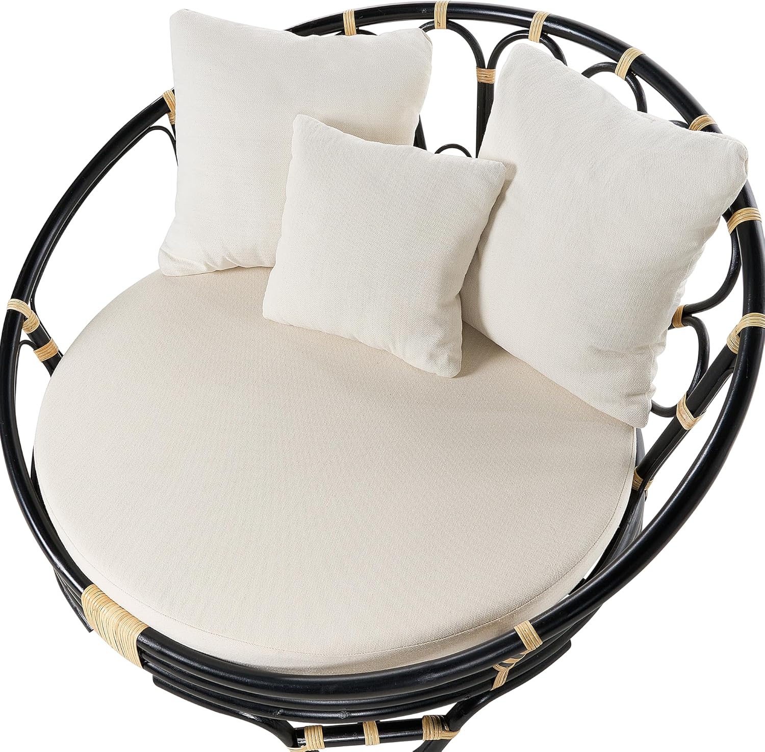 Outdoor Rattan Daybed with 3 Cushions Black