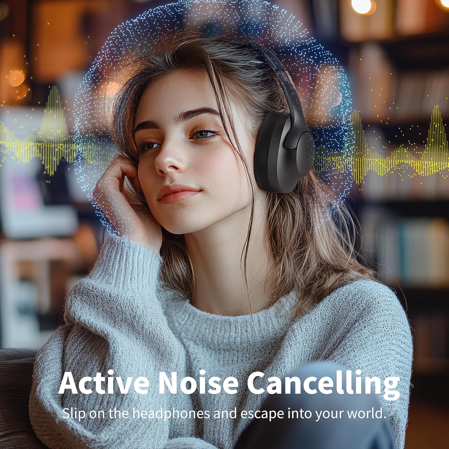 Bluetooth Noise Cancelling Over Ear Headphones 100H Playtime
