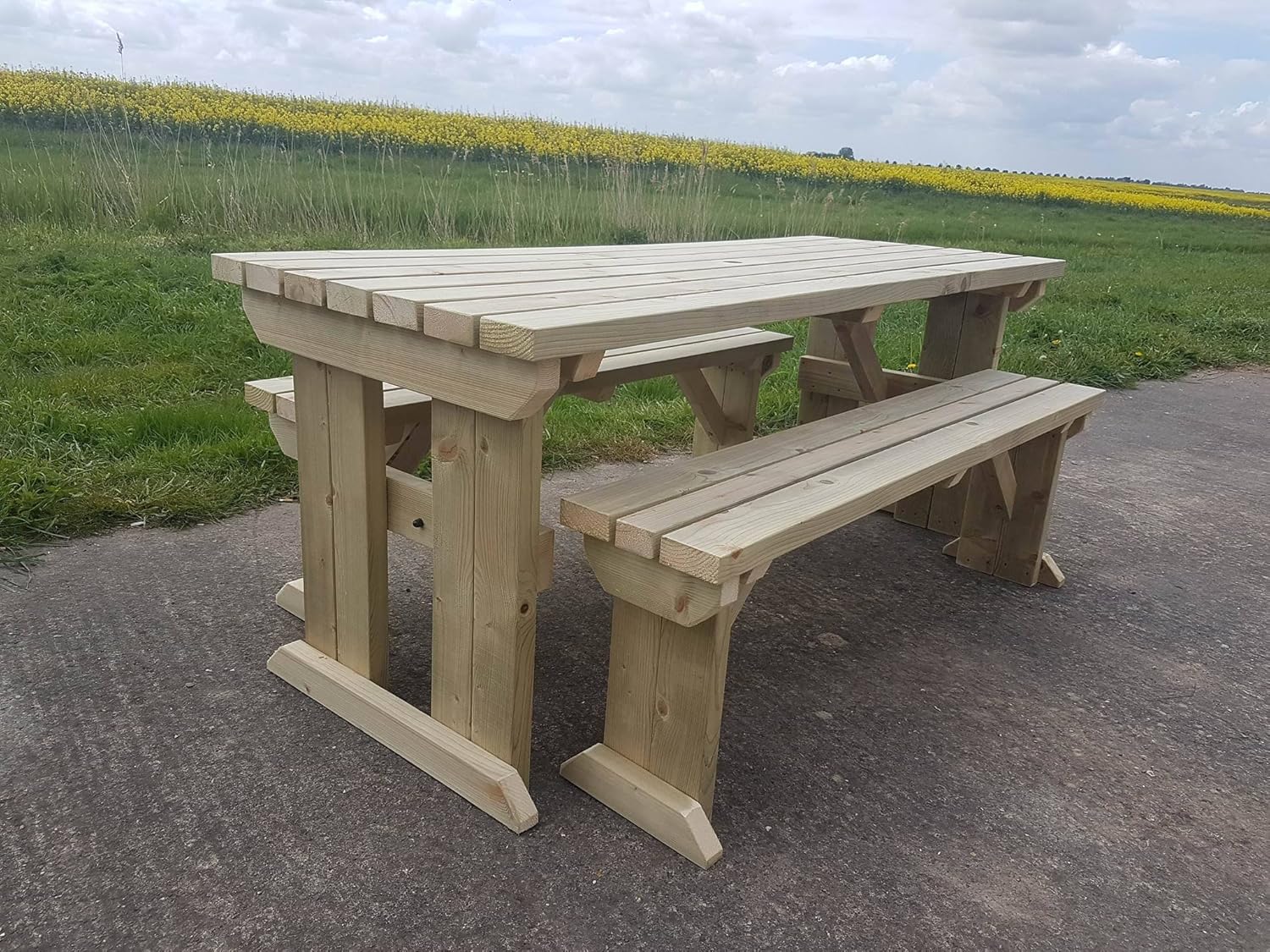 6 Seater Wooden Picnic Table Bench Set 5ft Garden Dining