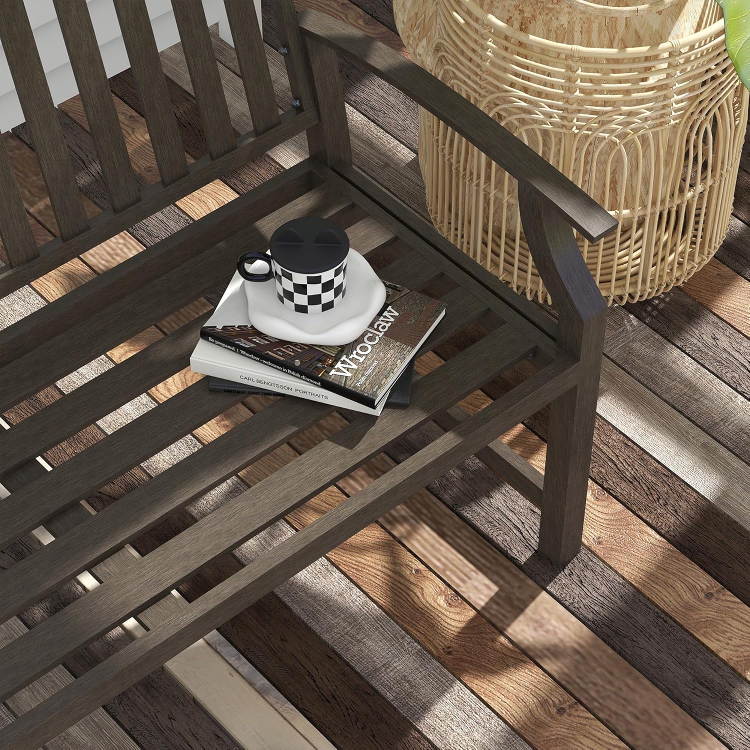 2 Seater Metal Garden Bench Outdoor Patio Seat w/Armrests