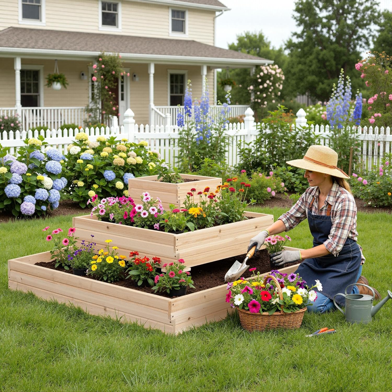 Wooden Raised Garden Bed 3 Tier Planter Box Outdoor Herb Veg Bed