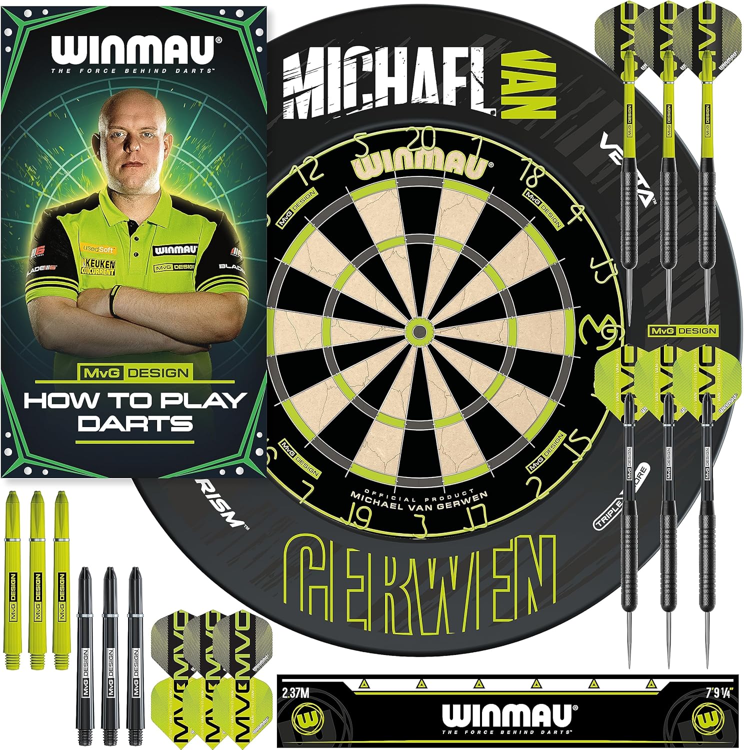 Pro Dart Board Set Surround Cabinet Steel Tip Darts Full Kit