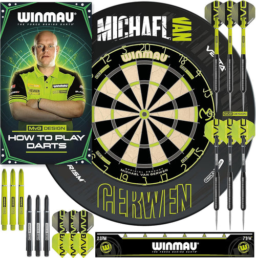 Pro Dart Board Set Surround Cabinet Steel Tip Darts Full Kit