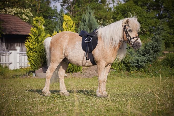 Synthetic Pony Saddle Set Black With Stirrups Straps