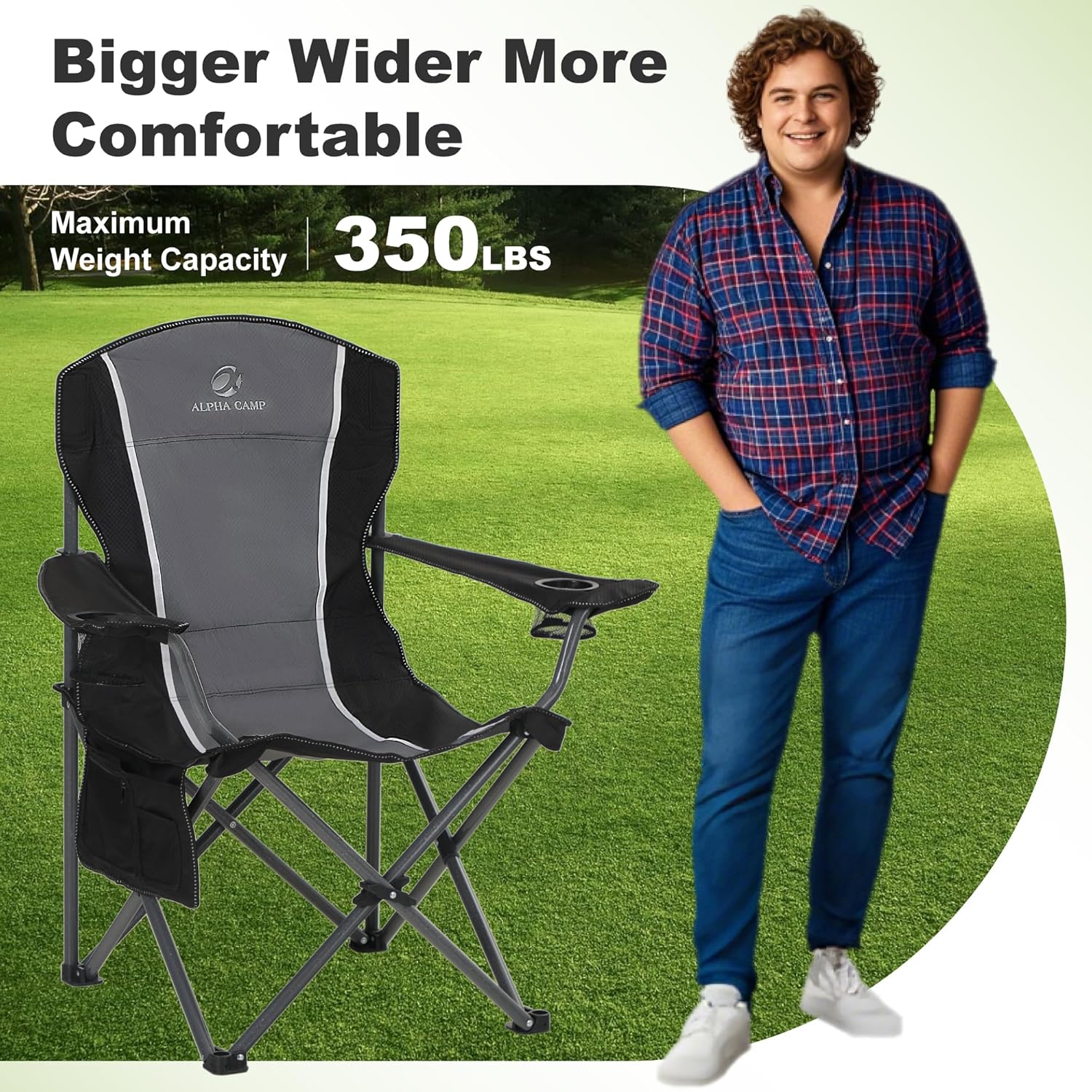 Set of 2 XL Folding Camping Chairs Heavy Duty 160KG