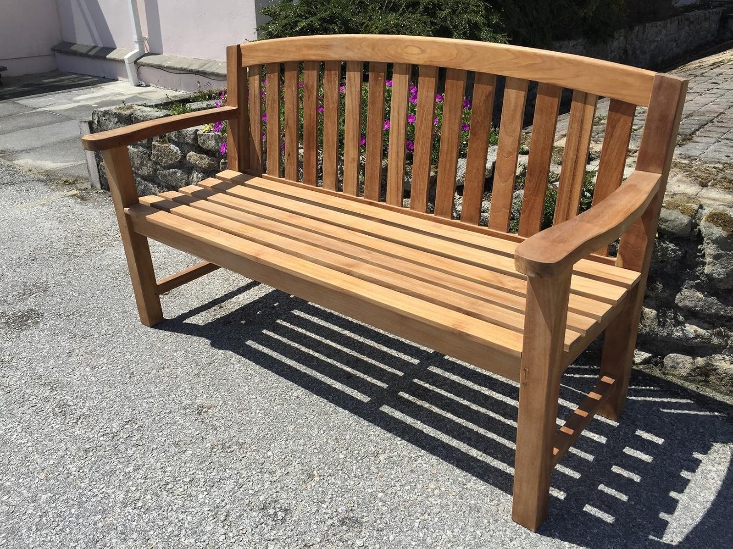 4ft Teak Garden Bench Solid Wood Outdoor Patio Seat