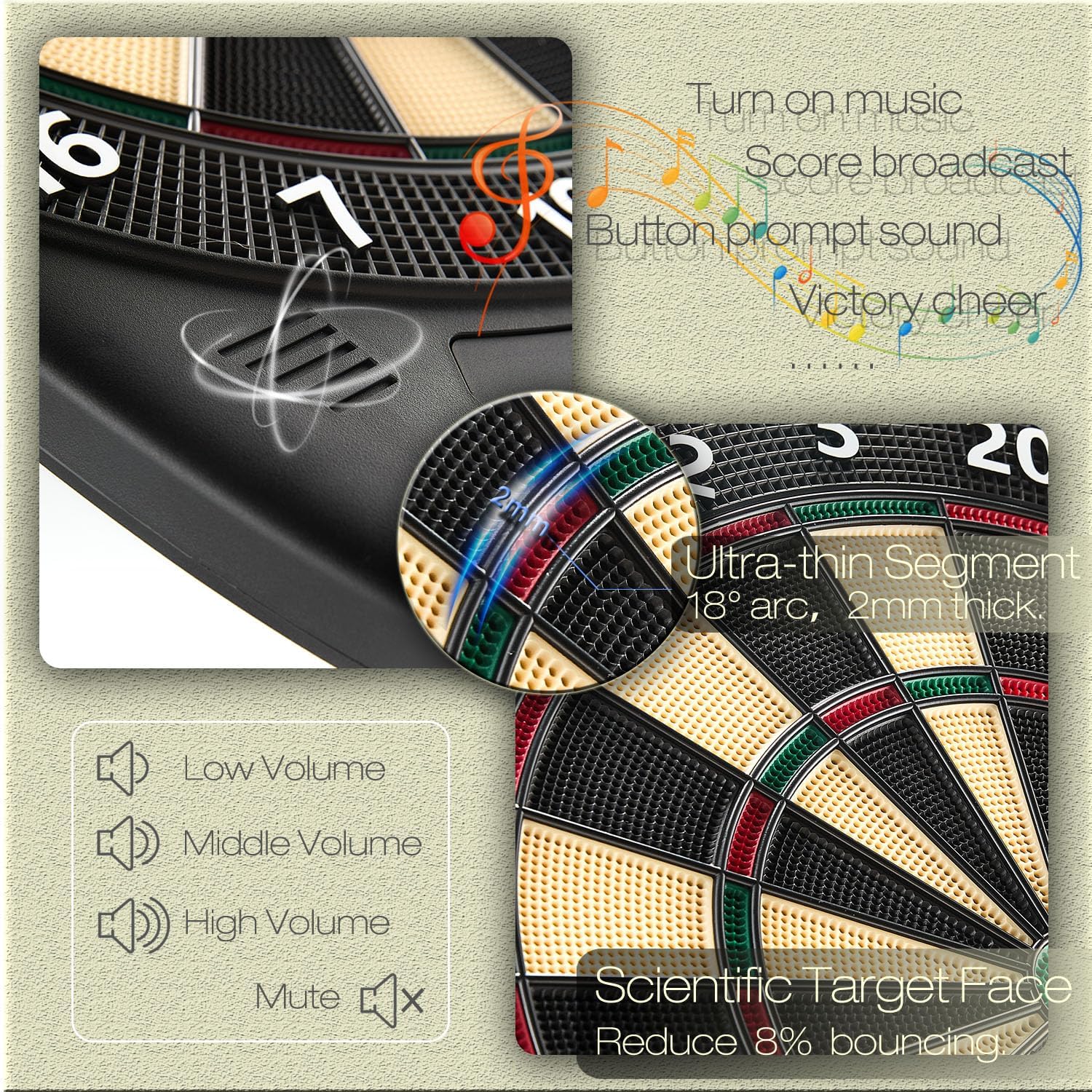 Electronic Dartboard LED Display 40 Games 427 Modes 6 Darts