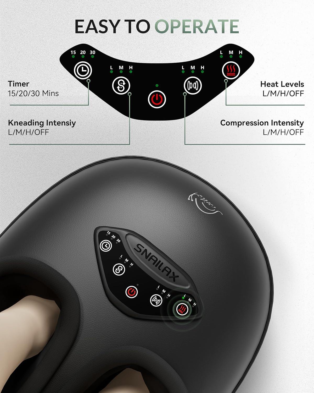 Shiatsu Foot Massager Heat Compression Deep Kneading Machine