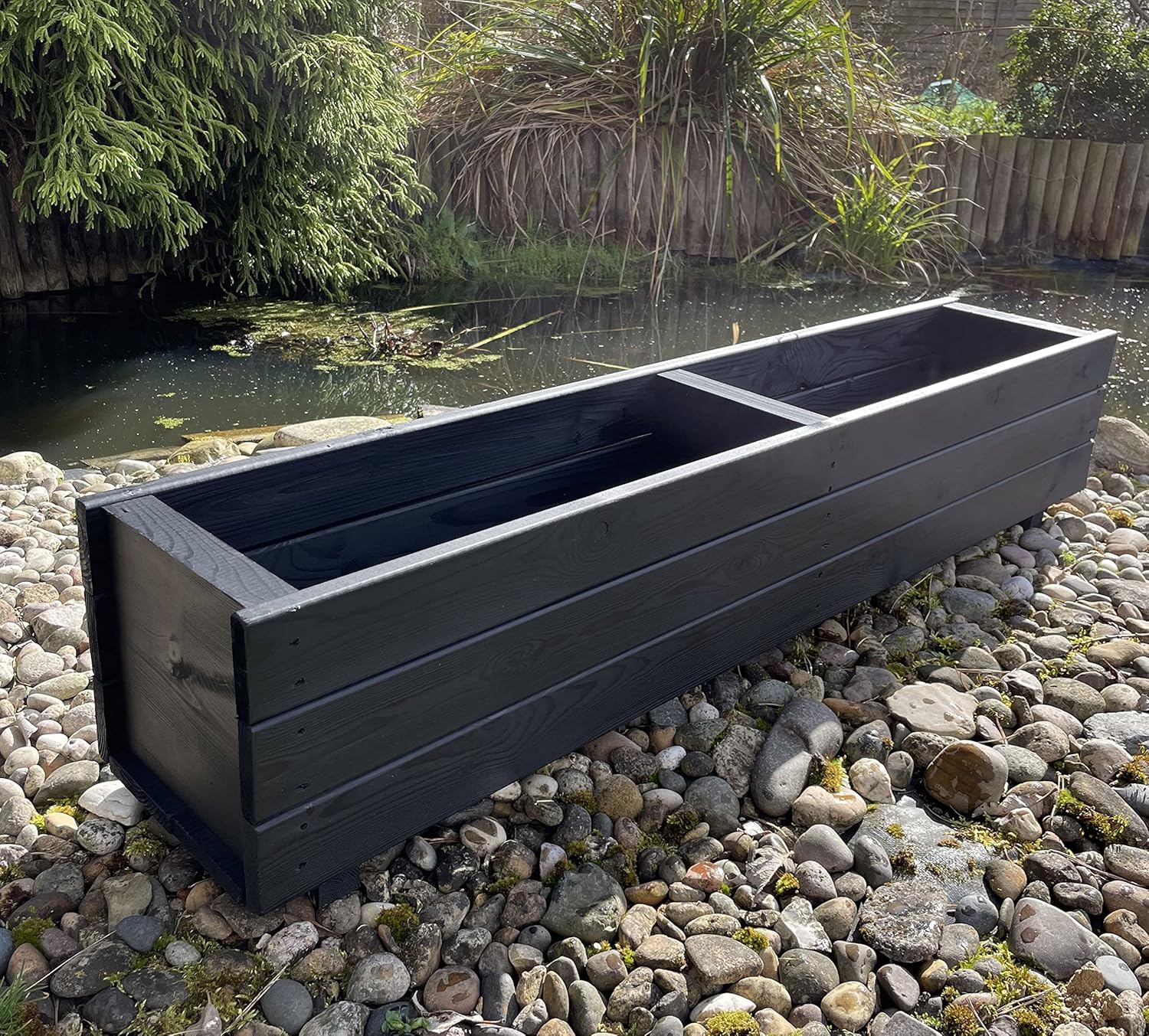 Large Long Wooden Planter Trough 120cm Charcoal Black