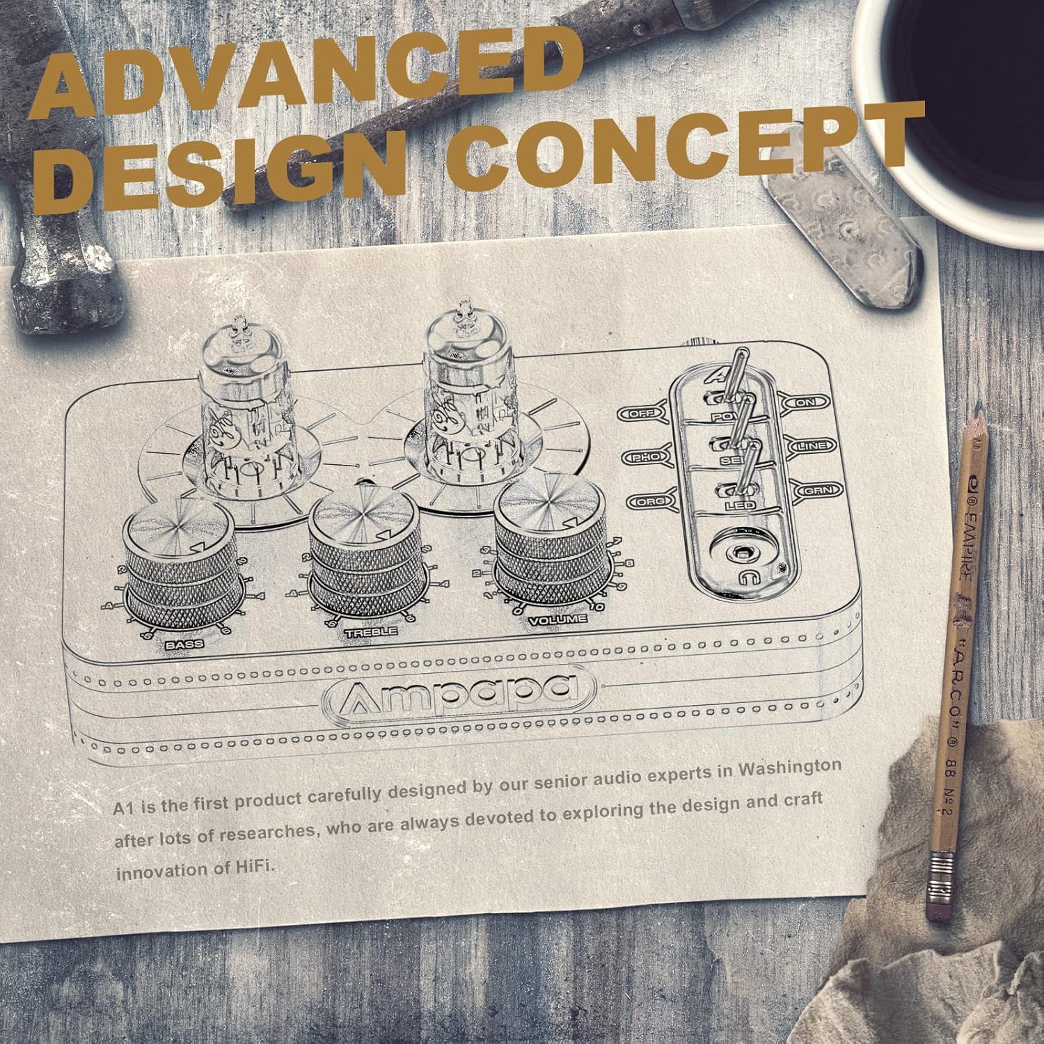 Hi-Fi Tube Phono Preamp Headphone Amp MM Turntable Stereo Tone Control