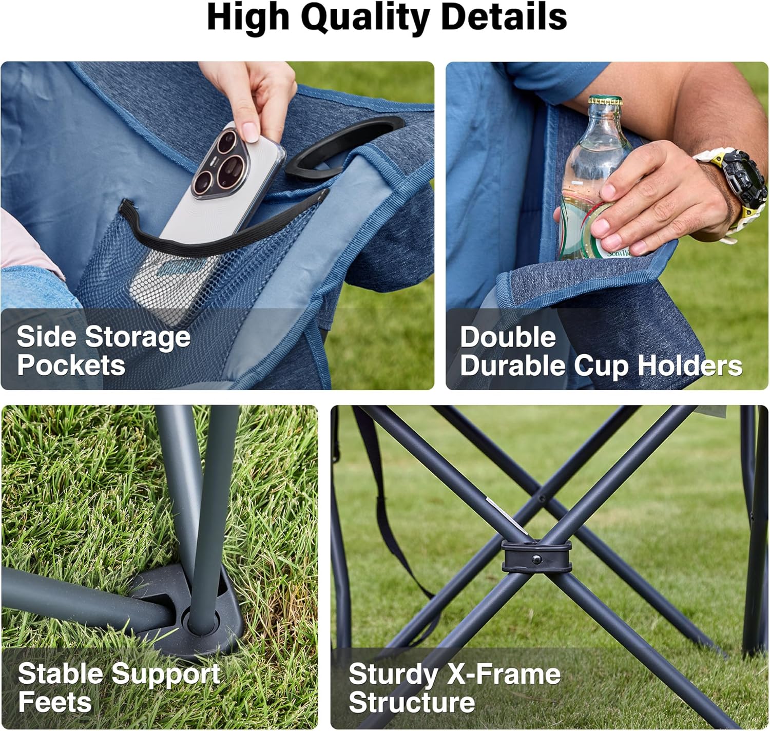 Oversized Padded Camping Chair 227KG Blue