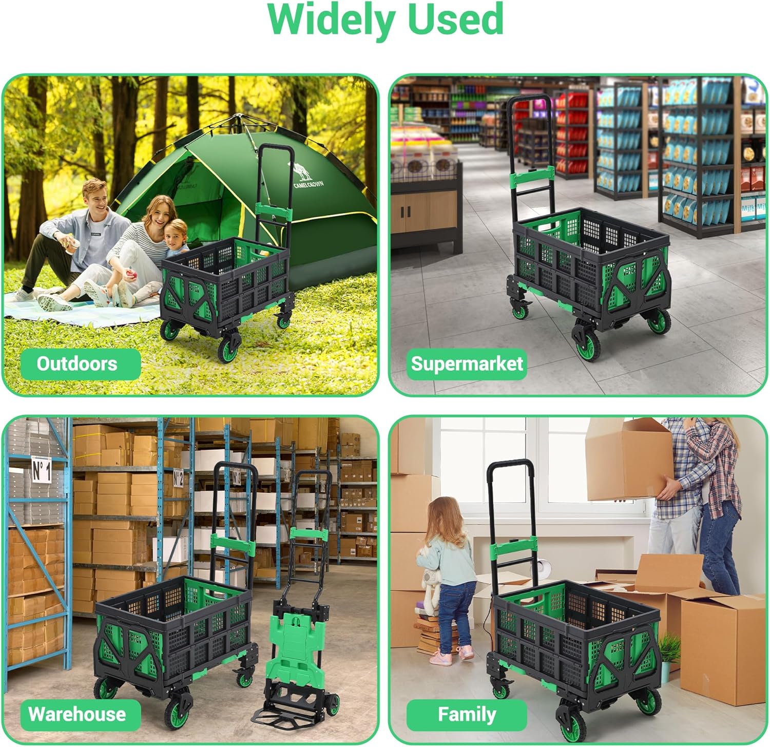 2 in 1 Folding Sack Truck Trolley 150KG Green Dolly