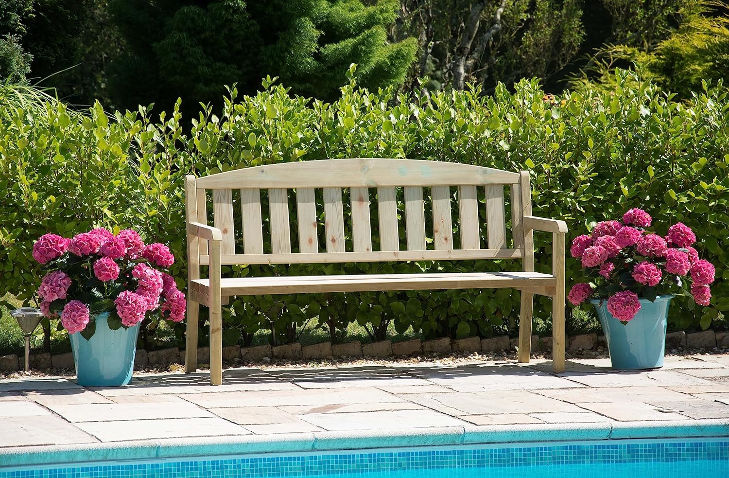 4 Seater Wooden Garden Bench 177cm Swedish Redwood Seat