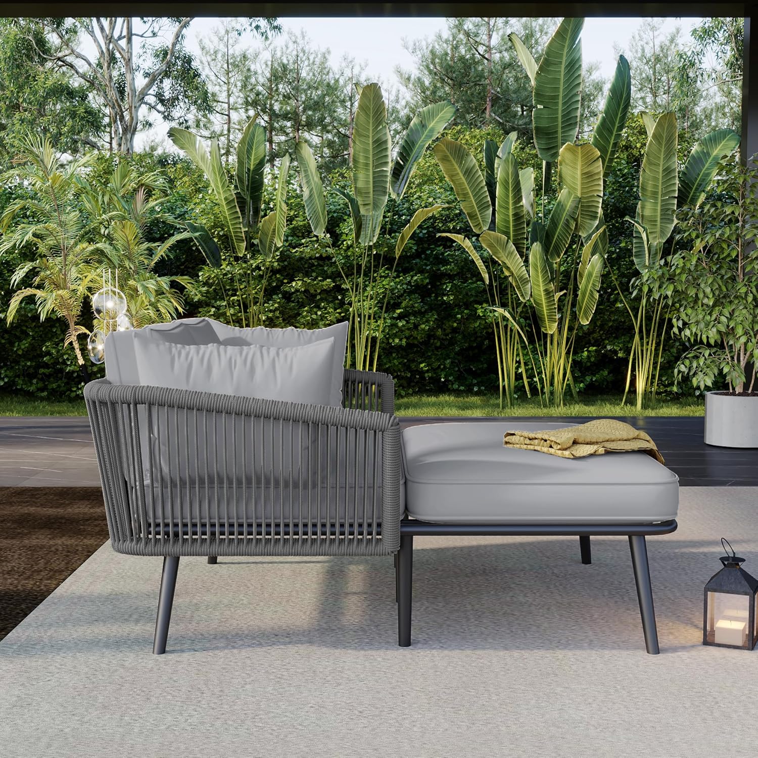 Outdoor Garden Sofa Bed Daybed 2 Seater Grey