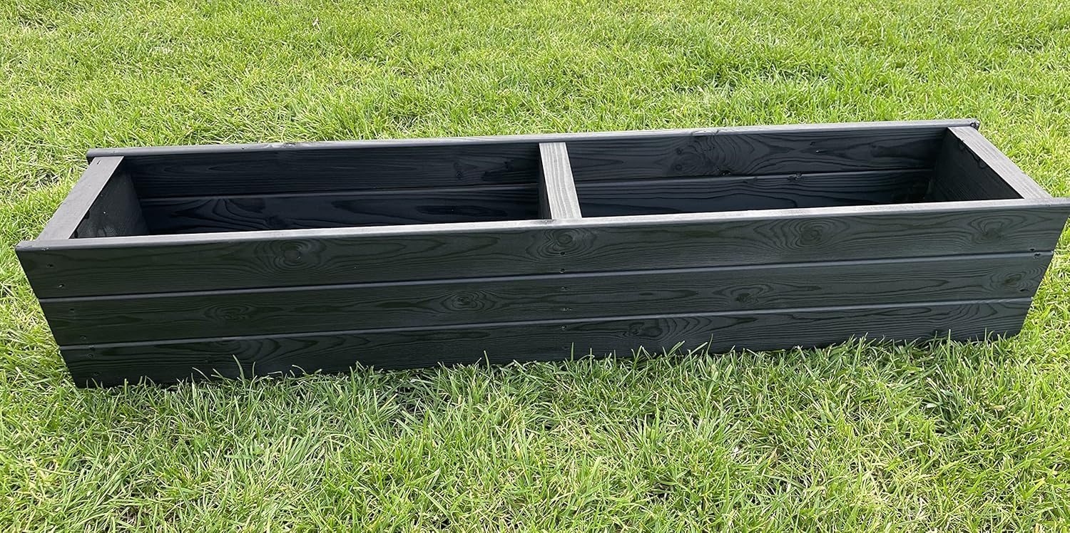 Large Long Wooden Planter Trough 120cm Charcoal Black