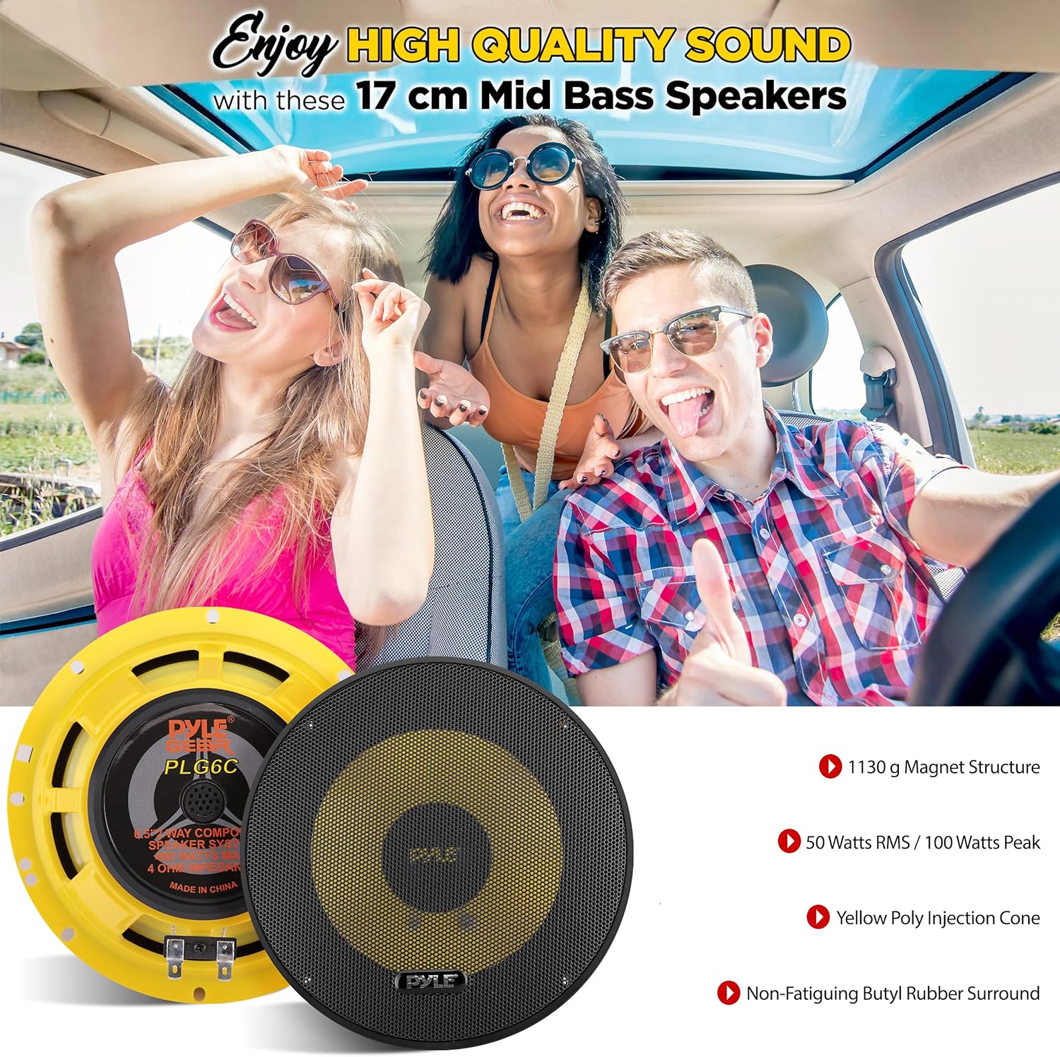6.5 Inch Component Car Speakers 400W 2 Way High Performance Pair