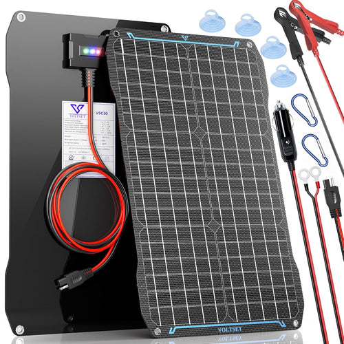 30W Solar Panel Car Battery Charger 12V Trickle Maintainer Waterproof