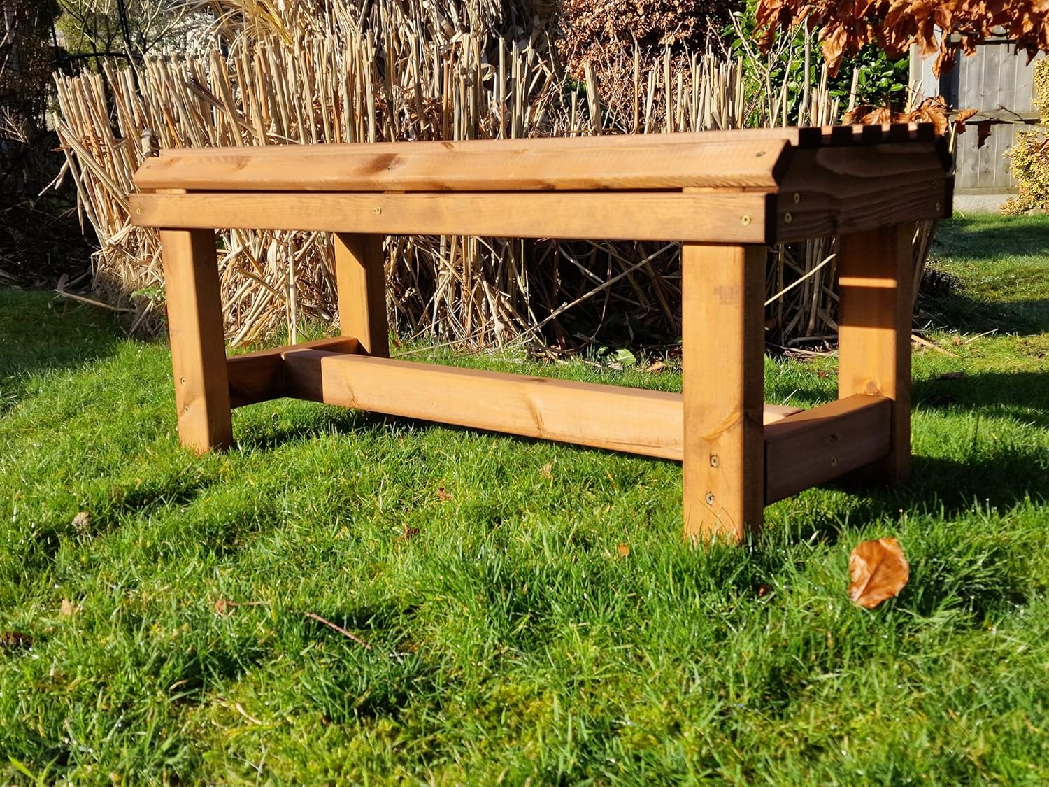 Wooden Garden Bench Redwood Outdoor Patio Seat 100cm