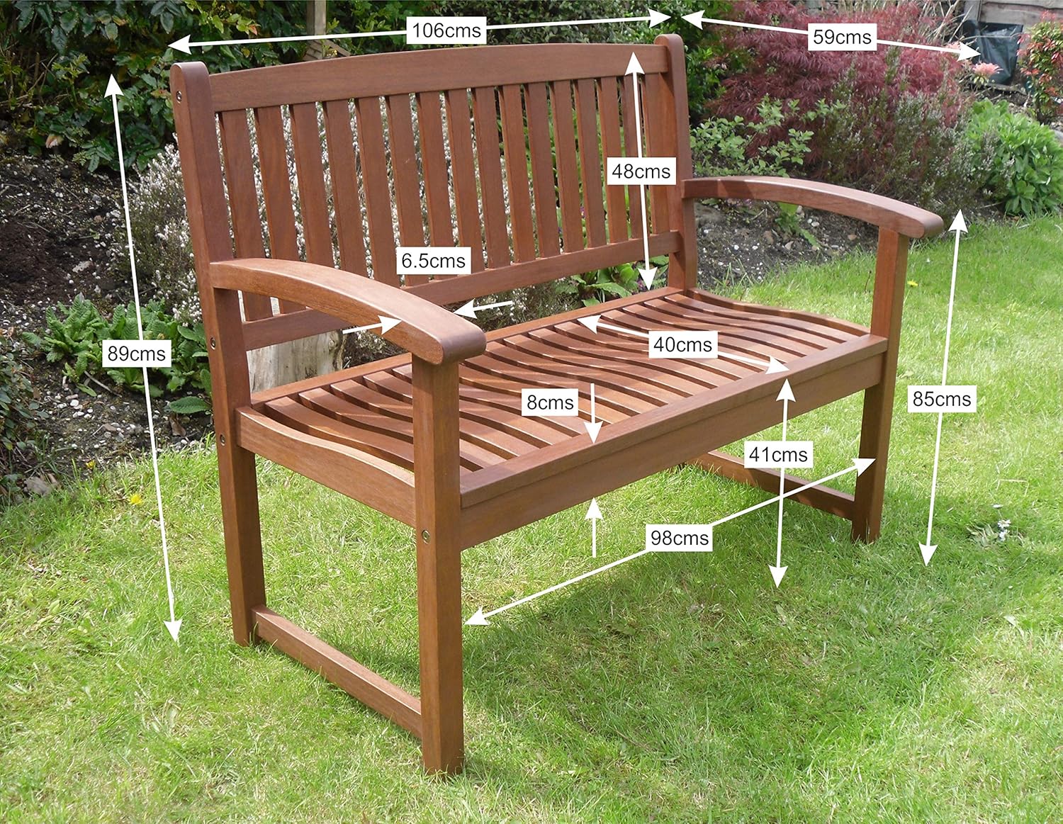 2 Seater Hardwood Garden Bench FSC Wooden Patio Outdoor Seat