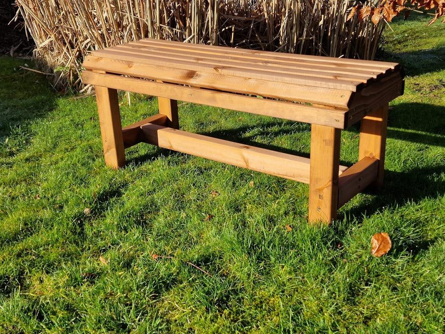 Wooden Garden Bench Redwood Outdoor Patio Seat 100cm
