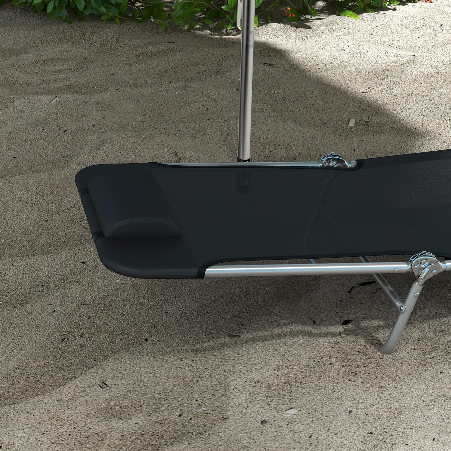 2 Foldable Sun Lounger Chairs Adjustable Recliner Black