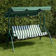 3 Seater Garden Swing Bench with Adjustable Canopy Stripe