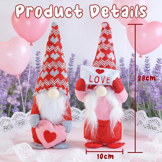 2PCS Spring Gnome Plush Tulip Decor Mothers Day Tabletop