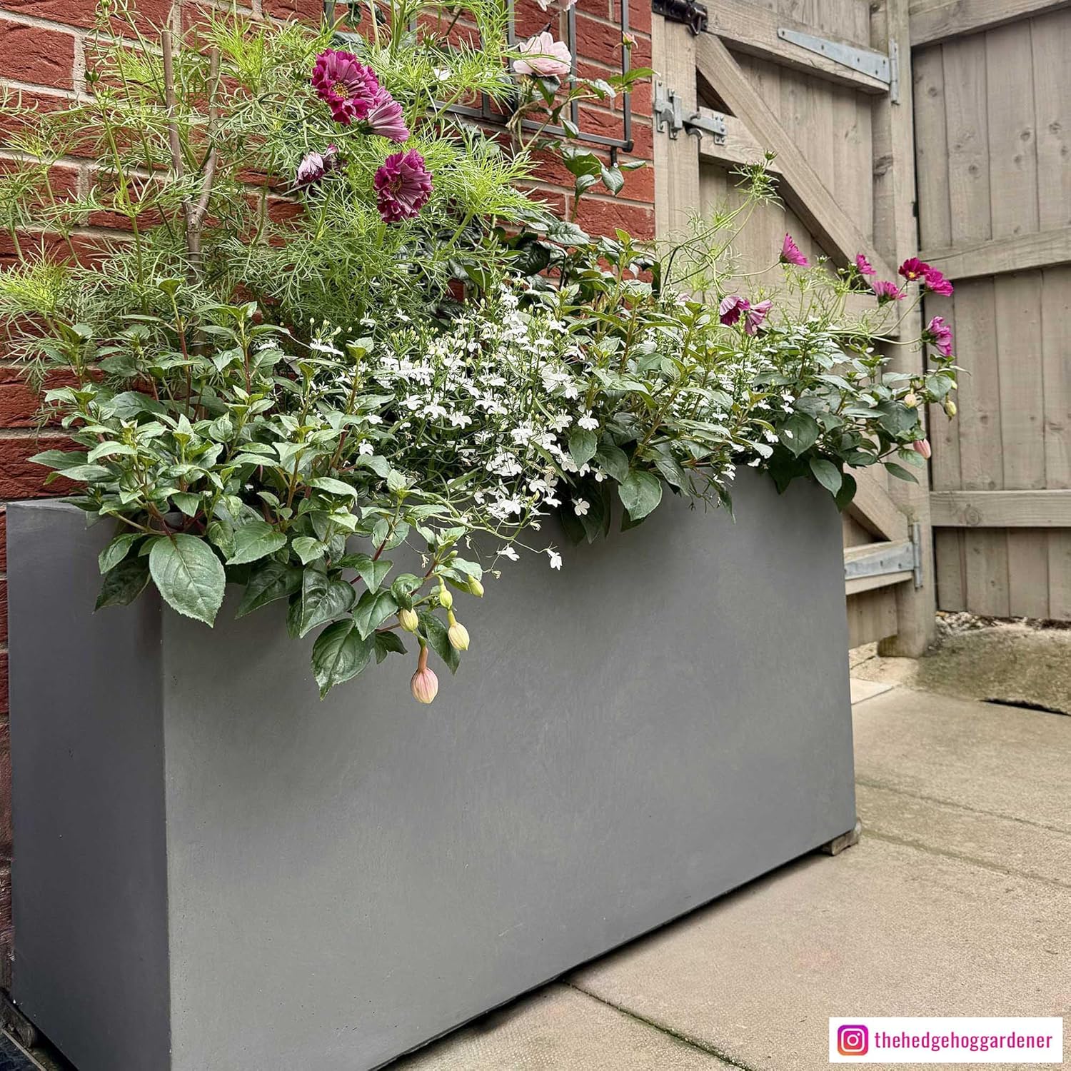 100cm Large Trough Planter Grey Stone Effect Garden Pot