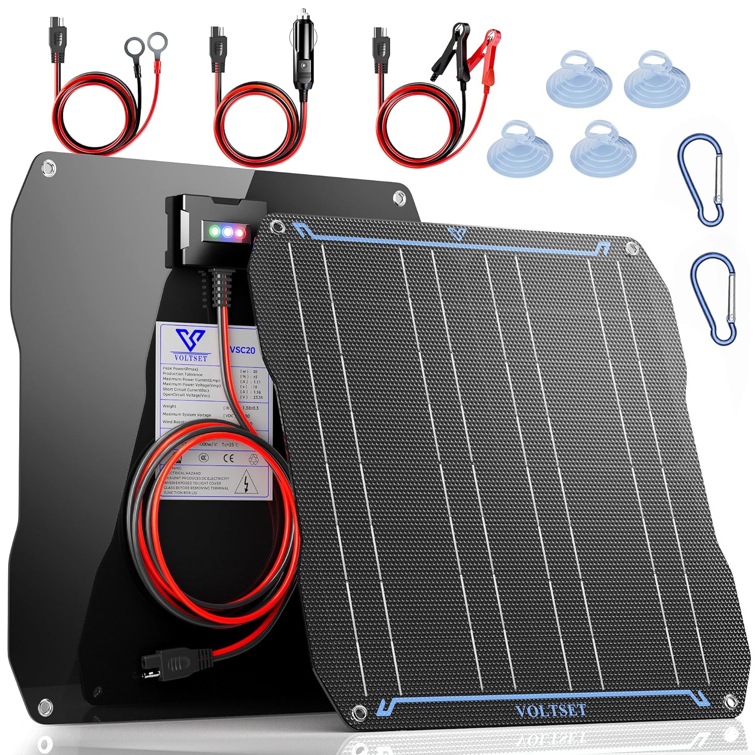 20W Solar Car Battery Charger 12V Waterproof Trickle Charger