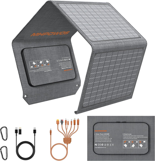 40W Foldable Solar Panel USB C USB A DC Portable Charger